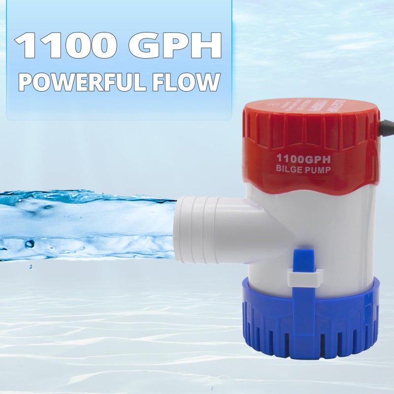 Creatorele 1100GPH 12V Bilge Pumps for Boats Marine Bilge Pump Reliable Water Removal System, Suit for 1-1/8 inch / 29mm Hose - Image 2